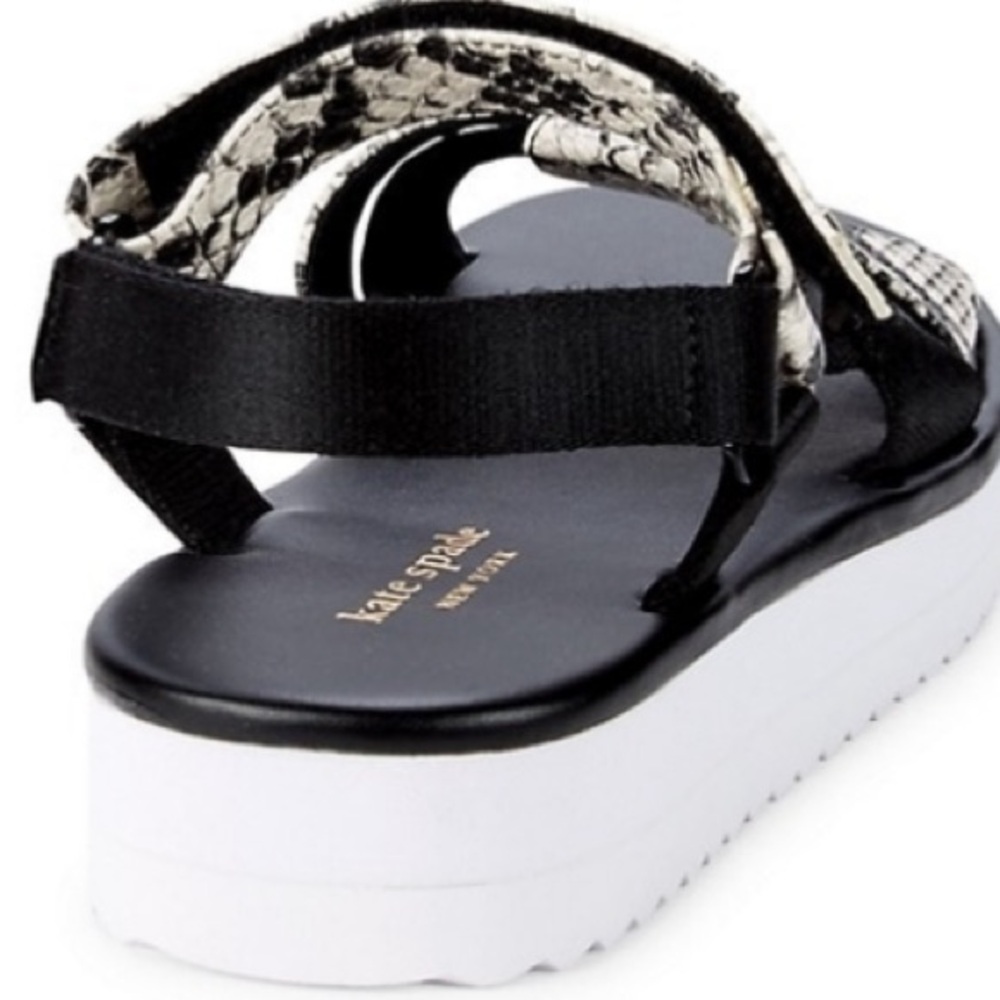 NEW Kate Spade Dotty Embossed Snakeskin Sandals in Black/White - Picture 15 of 16